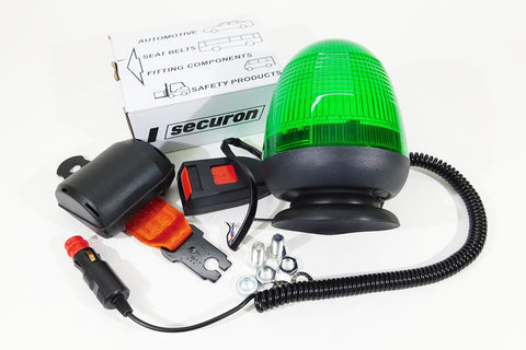 Green beacon magnetic / retractable seat belt warning system kit