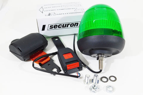 Green beacon LED bolt on / retractable seat belt warning system kit