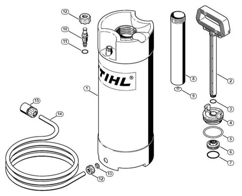 Pressurised Stihl old style water bottle container spare parts