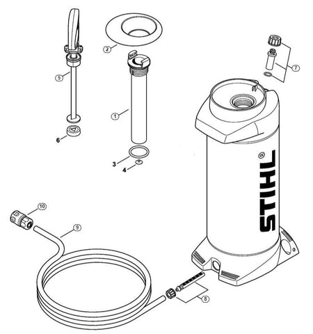 Pressurised Stihl water bottle container spare parts